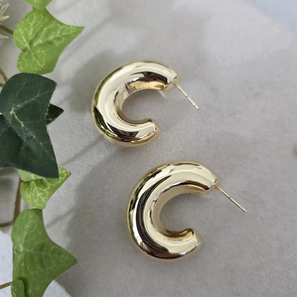 Chunky Gold Filled Open Hoop Earrings